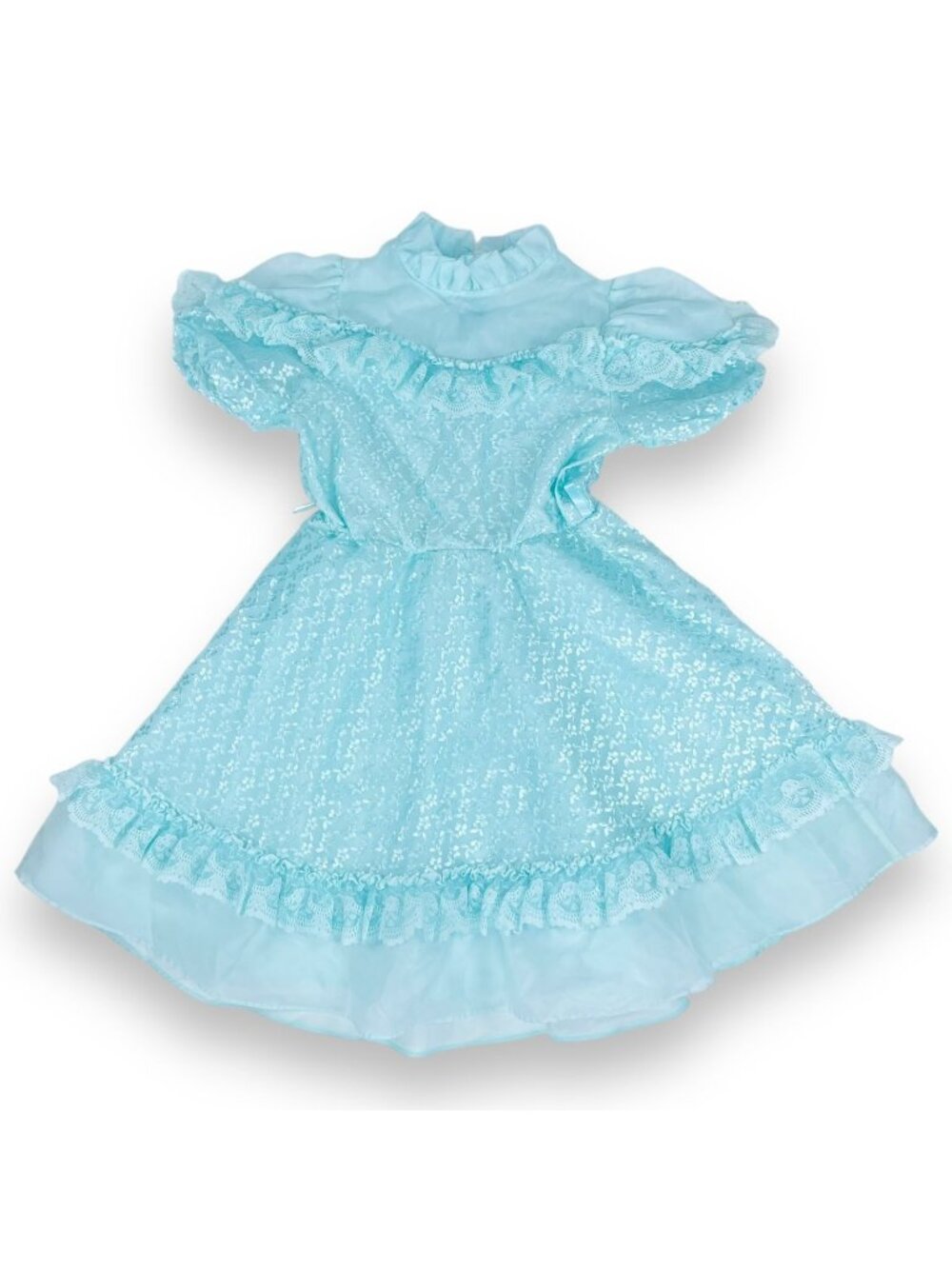 Vintage Classmates 1980s 80s Girls Mint Blue Lace Ruffle Pageant Twirl Dress 8